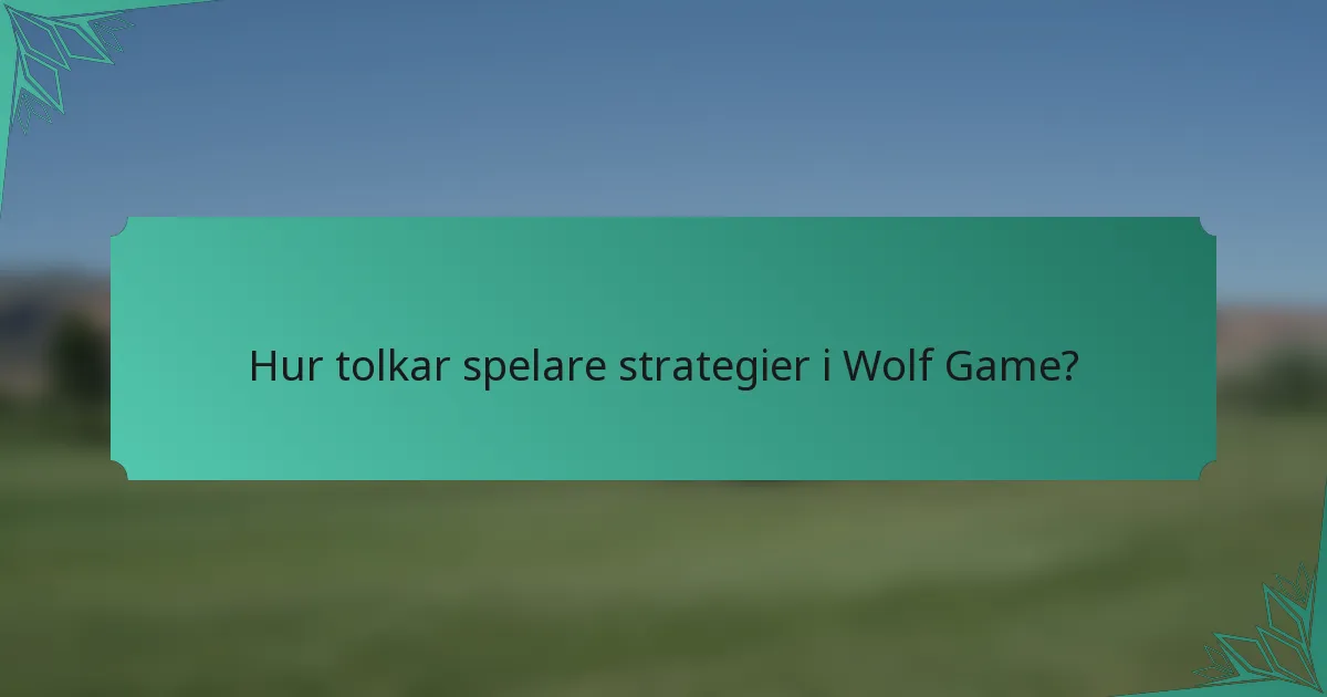Hur tolkar spelare strategier i Wolf Game?