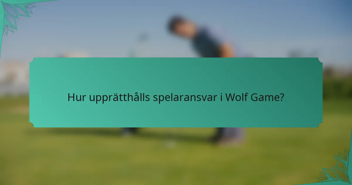 Hur upprätthålls spelaransvar i Wolf Game?